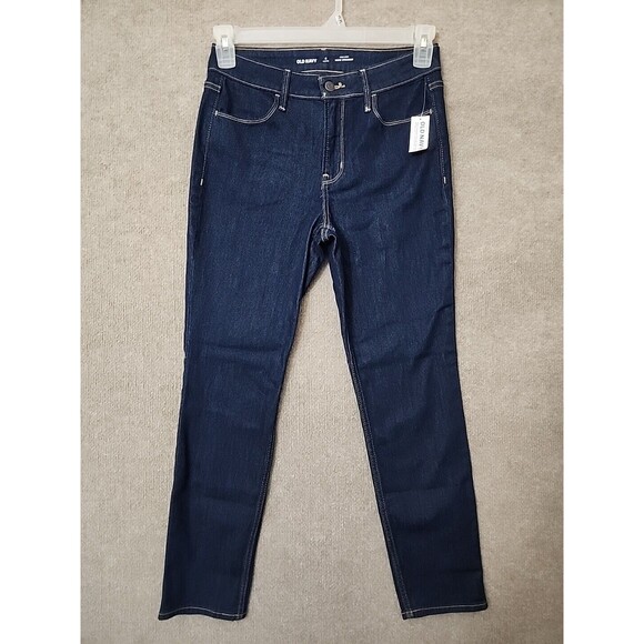 Old Navy Wow Straight Ankle Jeans Womens 4 Petite Dark Wash Stretch NEW - Picture 4 of 11